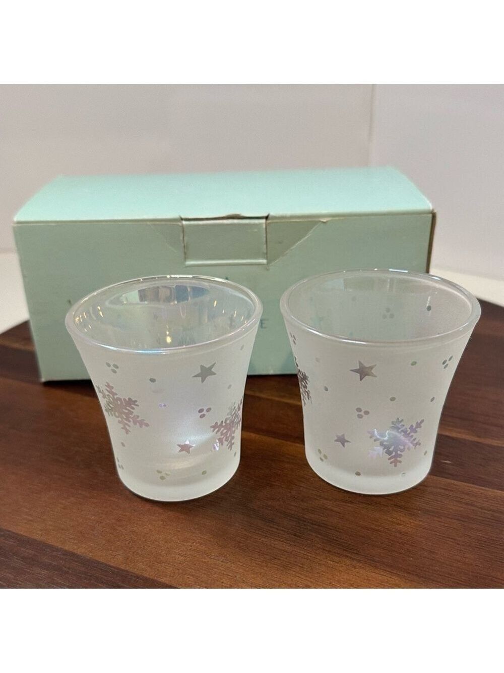 Christmas Partylite Snowy Nights Votive Holder Frosted Glass